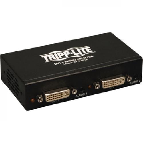 Tripp Lite By Eaton 2 Port DVI Splitter With Audio And Signal Booster, Single Link 1920x1200 At 60Hz/1080p (DVI F/2xF), TAA Right/500