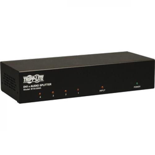 Tripp Lite By Eaton 4 Port DVI Splitter With Audio And Signal Booster   Single Link DVI I, 1920 X 1200 (1080p) @ 60 Hz, TAA Right/500