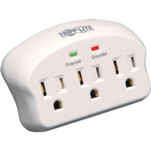 Tripp Lite By Eaton Protect It! 3 Outlet Surge Protector, Direct Plug In, 660 Joules, 2 Diagnostic LEDs Right/500