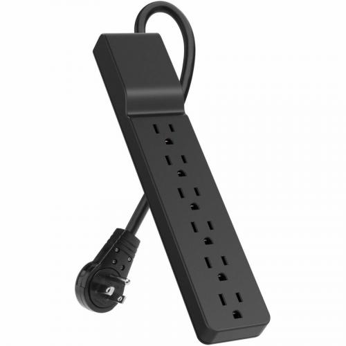 Belkin 6 Outlet Surge Protector   6ft Cord   Rotating Plug   600 Joules   Black Right/500