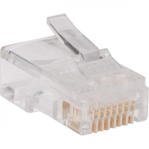 Tripp Lite By Eaton RJ45 Plugs For Round Solid / Stranded Conductor 4 Pair Cat5e Cable, 100 Pack Right/500
