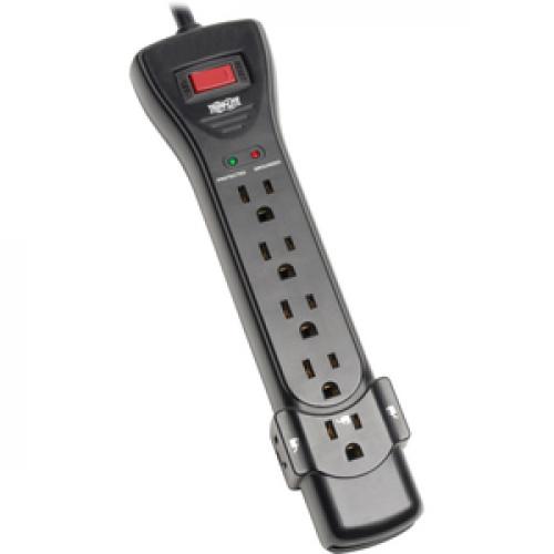Eaton Tripp Lite Series Protect It! 7 Outlet Surge Protector, 7 Ft. Cord With Right Angle Plug, 2160 Joules, Diagnostic LEDs, Black Housing Right/500