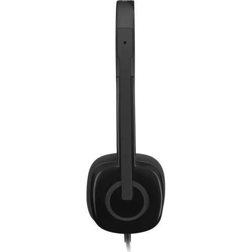Logitech H151 Stereo Headset With Rotating Boom Mic (Black)   Stereo   3.5MM AUDIO JACK CONNECTION   Wired   In Line Control   22 Ohm   20 Hz   20 KHz   Over The Head   5.9 Ft Cable   Black Right/500
