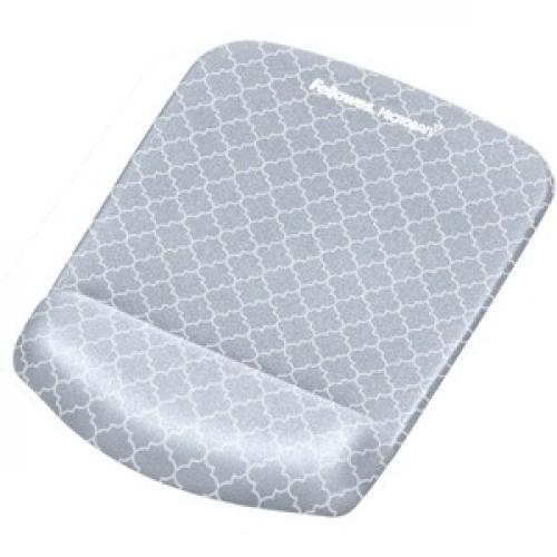 Fellowes PlushTouch&trade; Mouse Pad Wrist Rest With Microban&reg;   Gray Lattice Right/500