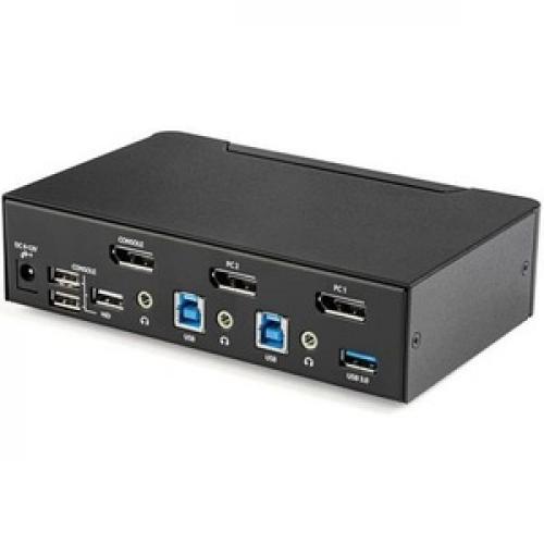 StarTech.com 2 Port DisplayPort KVM Switch   4K 60Hz   Single Display   UHD DP 1.2 USB KVM Switch With USB 3.0 Hub & Audio   TAA Compliant Right/500
