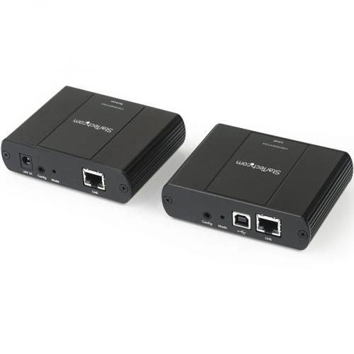 StarTech.com 4 Port USB 2.0 Extender Hub Over Cat5e Or Cat6 Ethernet Cable   330ft/100m Metal USB 2.0 Extender Kit   ESD, Powered, 480mbps Right/500