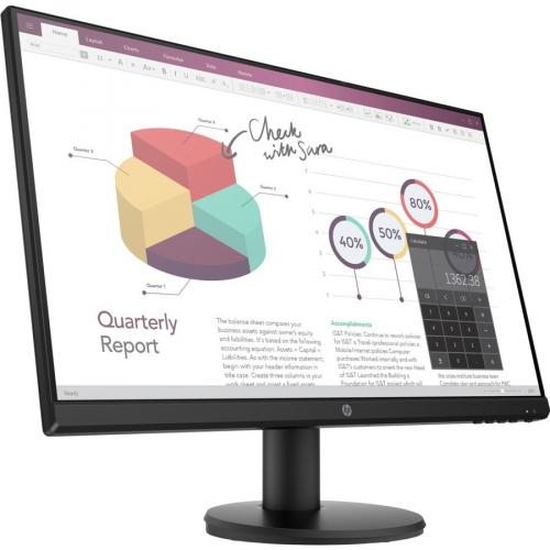 HP P24V G4 23.8" LED LCD Business Monitor   1920 X 1080 Full HD Display @ 60 Hz   In Plane Switching (IPS) Technology   5ms Response Time   HDMI & DisplayPort Connectors   3 Sided Micro Edge Bezel Right/500