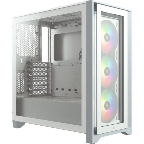Corsair ICUE 4000X RGB Tempered Glass Mid Tower ATX Case   White Right/500