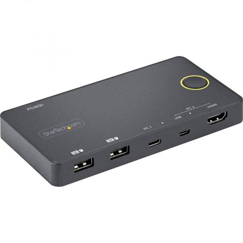 StarTech.com 2 Port Hybrid USB A + HDMI & USB C KVM Switch, Single 4K 60Hz HDMI 2.0 Monitor, Compact Desktop And/or Laptop HDMI KVM Switch Right/500