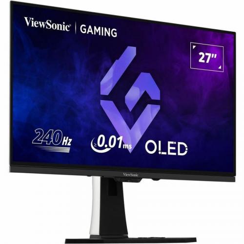 ViewSonic Gaming XG272 2K OLED 27 Inch 1440p 240Hz OLED Ergonomic White Gaming Monitor With Up To 0.01ms, FreeSync Premium, G Sync Compatibility, RGB, And USB C, HDMI V2.1, DP Inputs Right/500