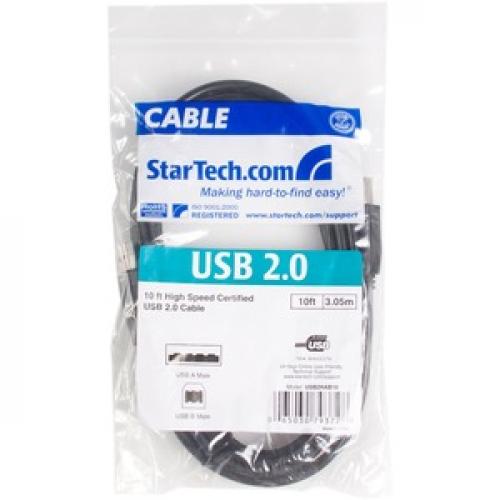 StarTech.com High Speed Certified USB 2.0   USB Cable   4 Pin USB Type A (M)   4 Pin USB Type B (M)   3 M ( USB / Hi Speed USB ) Top/500