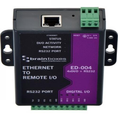 Brainboxes   Ethernet To 4 Digital IO And RS232 Serial Port Top/500