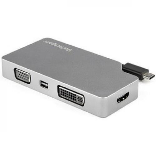 StarTech.com USB C Multiport Video Adapter 4K/1080p   USB Type C To HDMI, VGA, DVI Or Mini DisplayPort Monitor Adapter   Space Gray Top/500