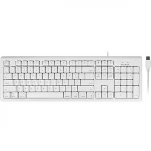 Macally White 104 Key Full Size USB Keyboard For Mac Top/500