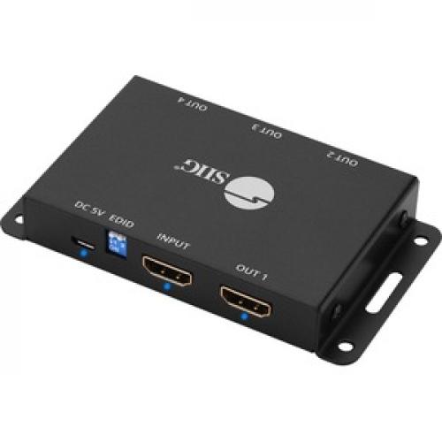 SIIG 4 Port HDMI 2.0 HDR Mini Splitter Amplifier With EDID Management Top/500