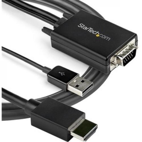 StarTech.com 2m VGA To HDMI Converter Cable With USB Audio Support   1080p Analog To Digital Video Adapter Cable   Male VGA To Male HDMI Top/500