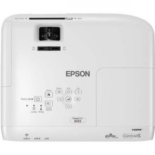 Epson PowerLite W49 LCD Projector   16:10   Ceiling Mountable Top/500