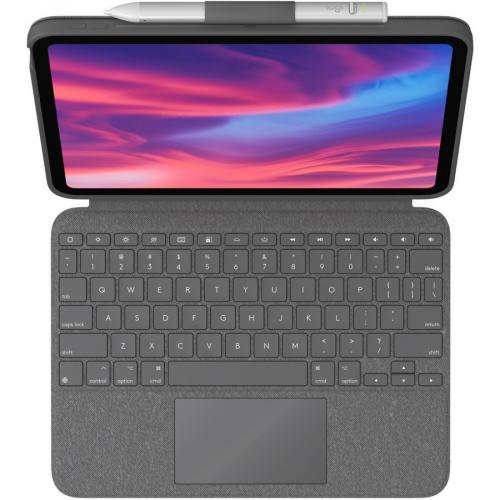 Logitech Combo Touch Keyboard/Cover Case (Folio) For 10.9" Apple, Logitech IPad (10th Generation) Tablet   Oxford Gray Top/500
