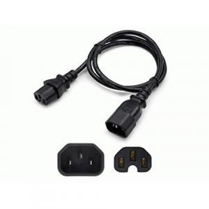 6ft C14 Male to C15 Female 14AWG 100-250V at 10A Black Power Cable
