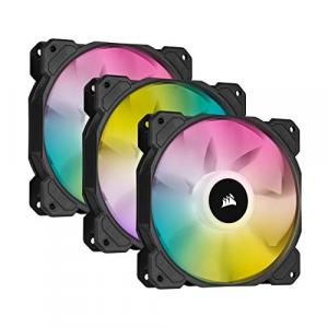 CORSAIR iCUE SP120 RGB ELITE Performance 120mm PWM Triple Fan Kit with iCUE Lighting Node CORE (Pack of 3), Black, compatible with Radiator