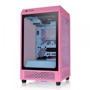 Thermaltake Tower 200 Mini-ITX Computer Case; 2x140mm Pre-Installed CT140 Fans; Supports GPU Length Up to 380mm; CA-1X9-00SAWN-00; Bubble Pink; 3 Year Warranty