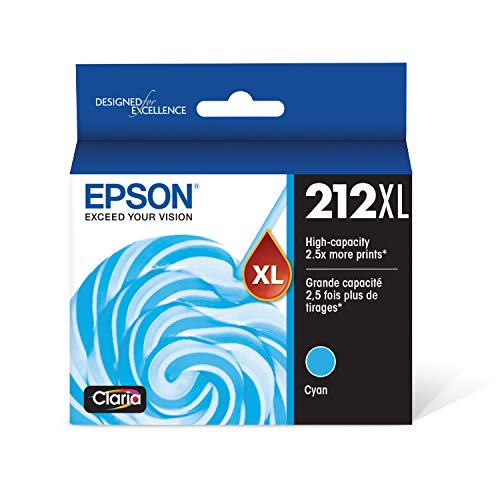 EPSON T212 Claria -Ink High Capacity Cyan -Cartridge (T212XL220-S) for Select Epson Expression and Workforce Printers