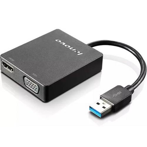 Lenovo Universal USB 3.0 to VGA/HDMI Adapter - Single VGA or HDMI output: - VGA up to 2048x1152@ 60 Hz - HDMI up to 2560x1440@ 50 Hz