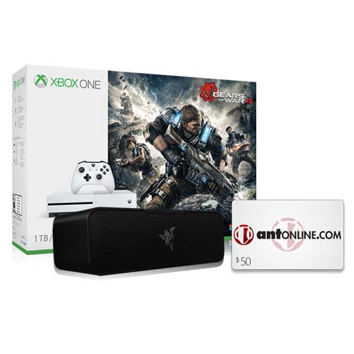Xbox One S 1TB Gears of War 4 Bundle + Razer Leviathan Mini Portable Bluetooth Speaker + $50 ANT eGift Card