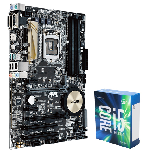 Asus Z170-K Desktop Motherboard + Intel Core i5-6600K 6M Skylake Quad-Core 3.5 GHz LGA 1151 91W