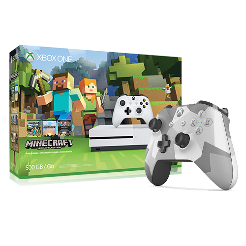 Microsoft Xbox One S Minecraft Favorites Bundle (500GB) + Xbox One Wireless Controller - Winter Forces Special Edition
