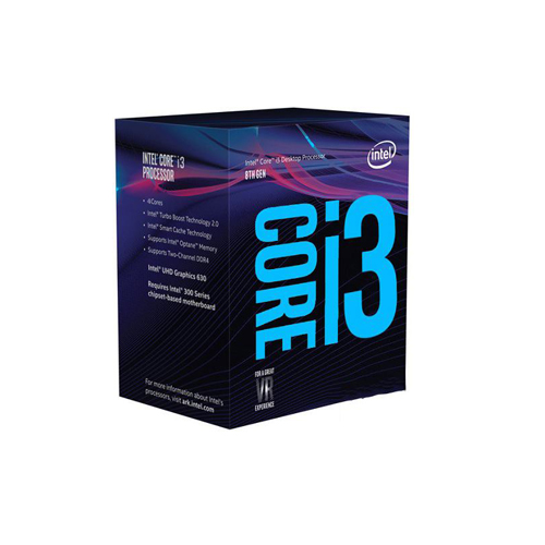 Intel Core i3-8100 Desktop Processor - 4 cores & 4 threads - Up to 3.6 GHz - Intel Optane memory supported - Only compatible w/ Motherboards based on Intel 300 series chipsets