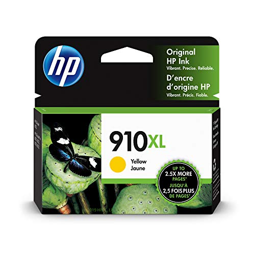 HP 910XL Yellow Ink Cartridge - 825 Page Yield - Compatible w/ HP OfficeJet Pro 8020, 8025, 8035 Series - High-Yield - Single Cartridge - Cyan Print Color - Inkjet Technology