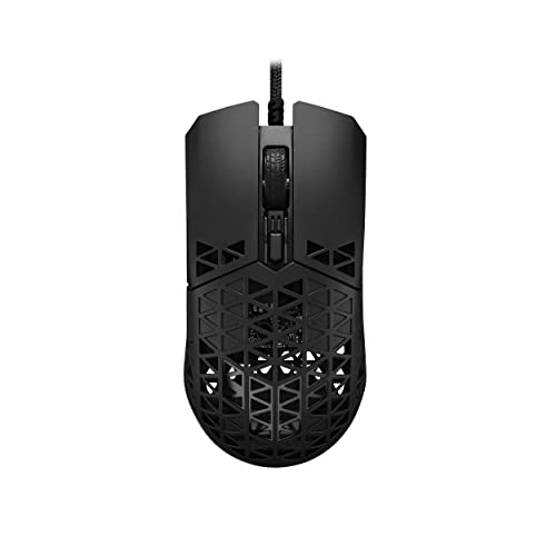 ASUS TUF Gaming M4 Air Lightweight Gaming Mouse Black - 16,000 dpi sensor, Programmable Buttons - 47g Ultralight Air Shell - IPX6 Water Resistance - TUF Gaming Paracord and Low Friction PTFE Feet