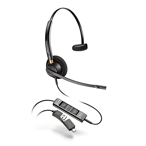 Poly EncorePro 515 Monoaural with USB-A Headset For Call Centers - Microsoft Teams Certification - Mono - USB Type A, USB Type C - Wired - Over-the-head - Monaural - Ear-cup - 6.83 ft Cable