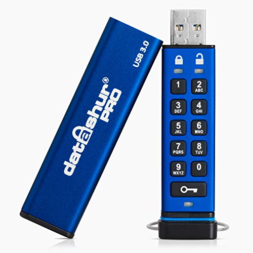 iStorage datAshur PRO 16 GB | Encrypted USB Memory Stick | FIPS 140-2 Level 3 Certified | Password protected | Dust/Water Resistant, Blue