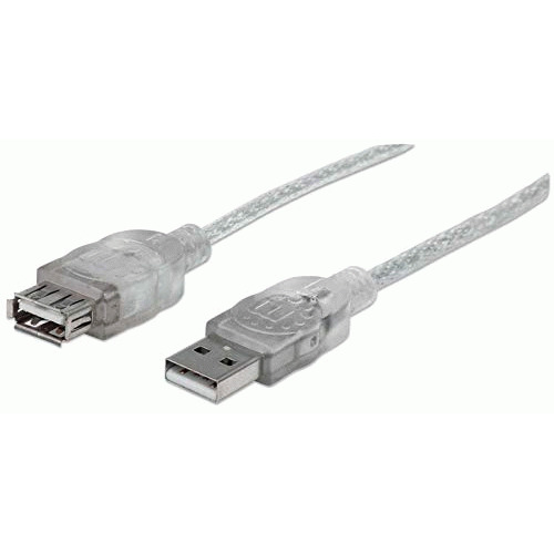 MANHATTAN 10-Feet Hi-Speed USB Device Cable A Male/A Female, Translucent Silver (340496)