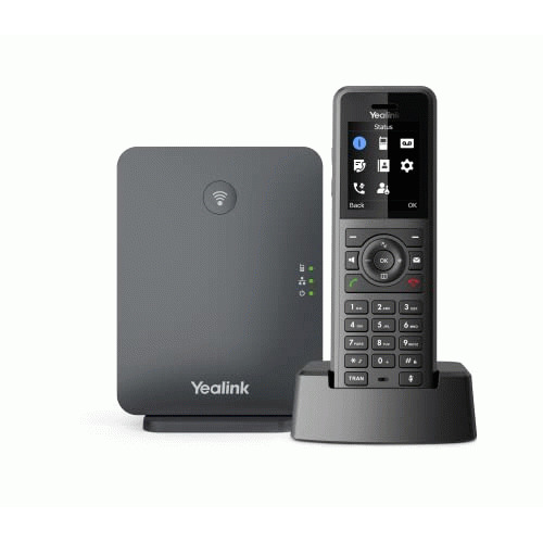 Yealink W77P IP Phone - Cordless - Corded - DECT, Bluetooth - Desktop, Wall Mountable - Black, Classic Gray