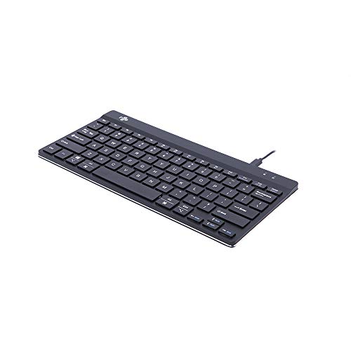 R-Go Compact Keyboard Bluetooth, with Break Software, Ergonomic Flat Design, Anti-RSI, Compatible with Windows/Android/Mac OS, QWERTY (US), Black